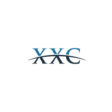 Initial letter XXC, overlapping movement swoosh horizon logo company design inspiration in blue and gray color vector