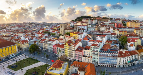 Lisbon Panorama Alfama cityscape, beautiful European city with old architecture