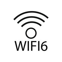 6-generation Wi-Fi symbol logo.New Generation Telecommunications Network Connectivity. 