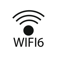 6-generation Wi-Fi symbol logo.New Generation Telecommunications Network Connectivity. 