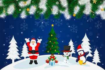 Merry Christmas. Character Cartoon Cute Christmas Day. Vector illustration.