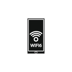 6-generation Wi-Fi symbol logo.New Generation Telecommunications Network Connectivity. 