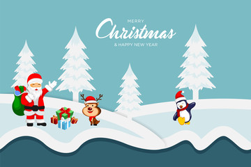 Fototapeta na wymiar Merry Christmas. Character Cartoon Cute Christmas Day. Vector illustration.