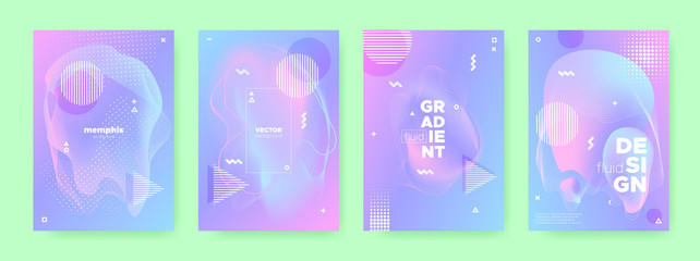 Magic Pastel Poster. Purple Holographic Gradient. 