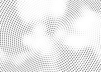 Abstract halftone wave dotted background. Halftone twisted grunge pattern, dot, circle.  Vector modern optical halftone pop art texture for poster, business card, cover, label mock-up, sticker layout