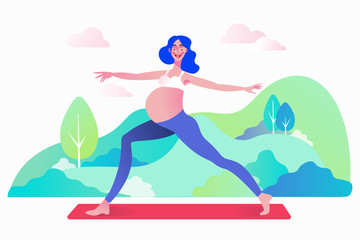 Pregnancy prenatal yoga practice workout concept