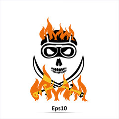 Skull and crossbones - a mark of the danger warning. Vector Illustration. Icon isolated on white background