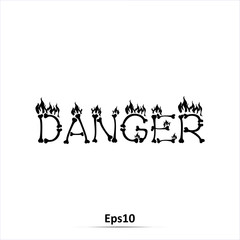 Danger and warning icons. Text word icon. Vector Illustration. Icon isolated on white background