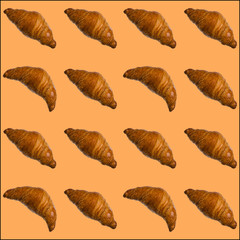 croissants pattern on yellow background