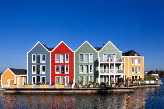 Colorful houses in Houten in the Netherlands