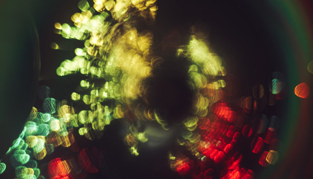 Beautiful abstract circle of shine with particle Nebula dust in infinite space background. Mixed media.