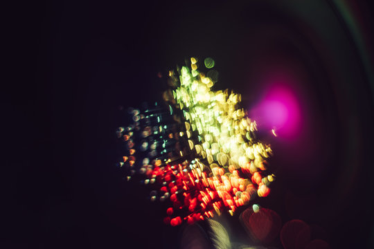 Beautiful abstract circle of shine with particle Nebula dust in infinite space background. Mixed media.