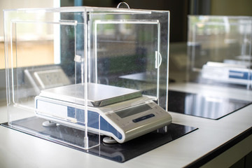 Digital analytical balance for test in laboratory.