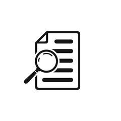 File search icon, document search, vector isolated. Document with magnifier loupe business concept.