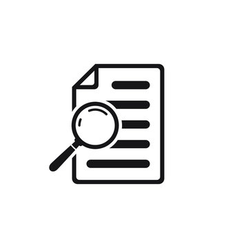 File Search Icon, Document Search, Vector Isolated. Document With Magnifier Loupe Business Concept.