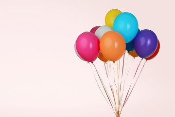 Bunch of colorful balloons on background