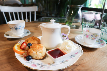 scone or scone with fruit ,whipping cream