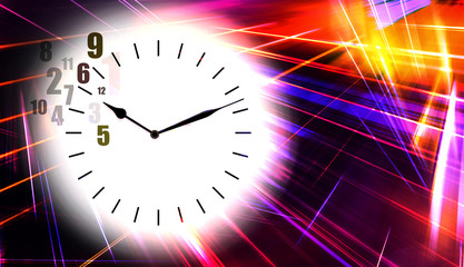 the numbers of clock stay at the same spot on the clock on white background, time go so fast concept