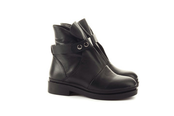 Women's shoes from a varnish on a white background