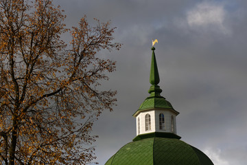 Architecture of Trinity Sergius Lavra, Sergiyev Posad, Russia. Color photo.	
