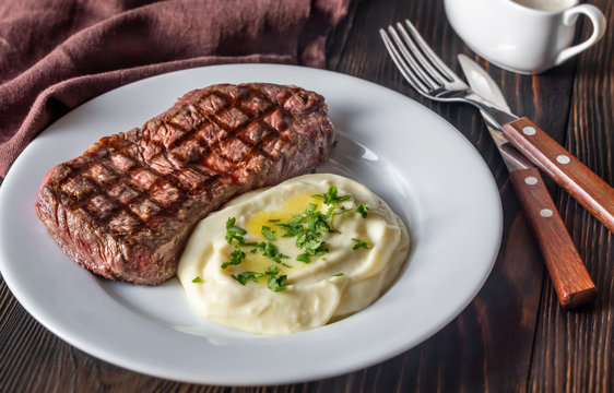 Strip Steak With Celery Puree