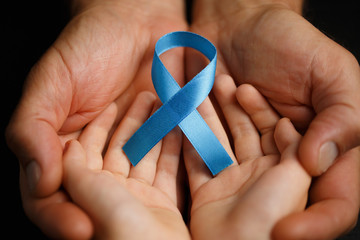 prostate cancer ribbon, colon cancer concept, blue ribbon symbol