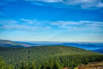 Autumn view of the beautiful mountains in Jeseniky