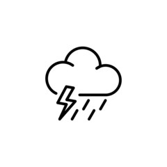 rainy cloud with lighting line icon on white background