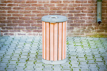 Bin for the waste collection on the city street.
