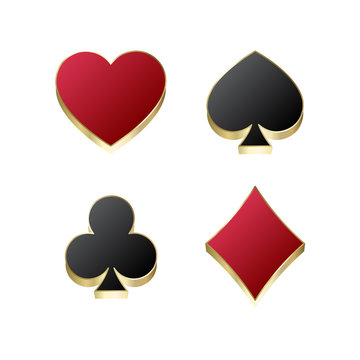 Suit of playing cards. Vector illustration symbols isolated on white background