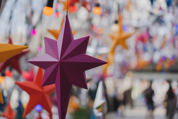 Stars decorated hanging for christmas and new year celebration.