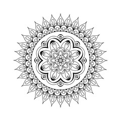 Circular pattern for mandala, henna, mehndi, tattoo, decoration. Decorative ornament in ethnic oriental style. Coloring book page. Flower Mandalas. Oriental pattern, vector illustration. 