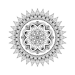 Circular pattern for mandala, henna, mehndi, tattoo, decoration. Decorative ornament in ethnic oriental style. Coloring book page. Flower Mandalas. Oriental pattern, vector illustration. 