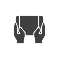 Hands holding tablet vector icon. filled flat sign for mobile concept and web design. Using tablet gadget glyph icon. Symbol, logo illustration. Vector graphics