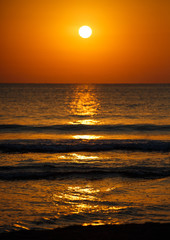 Beautiful sunset landscape. Amazing summer sunset view on the beach.