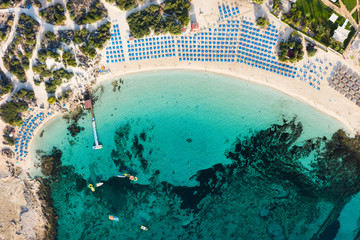 Aerial view of the Landa beach in Cyprus