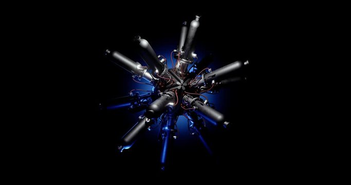 Abstract concept of reactor. Background of fusion reactor. Reaction chamber. 3d render