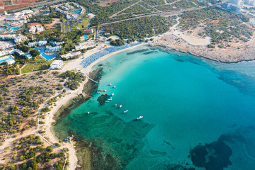 Aerial view of the Landa beach in Cyprus