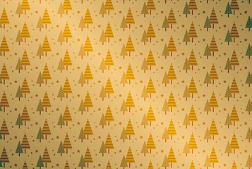 金色のグラデーションの背景とお洒落な木のシームレスパターン