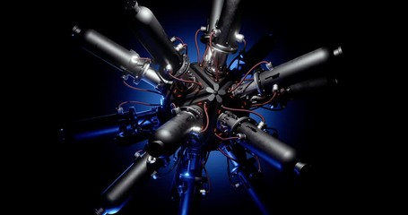 Abstract concept of reactor. Background of fusion reactor. Reaction chamber. 3d render - Powered by Adobe