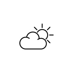 sun cloud line simple icon on white background