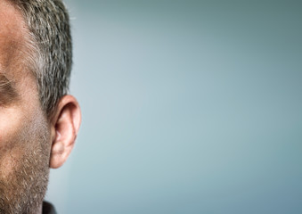 human ear detail  from sideview attention   concept