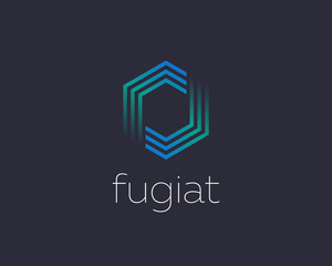 Abstract geometric line logo icon design abstract modern minimal gradient style illustration. Hexagon colorful vector emblem sign symbol mark logotype for dark background