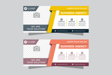 Collection yellow and pink horizontal business banner set vector templates. clean modern geometric abstract background layout for website design. simple creative cover header. space for photo collage