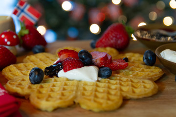 Scandinavian waffles with fresh berries
