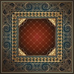 Obraz premium Golden ornate art deco vintage card