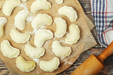 The process of cooking traditional vareniki - textured background