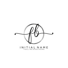 FB Initial handwriting logo with circle template vector.