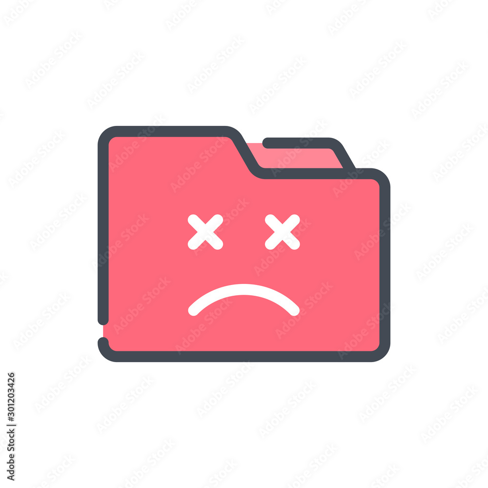 Poster folder not found color line icon. folder with problem vector outline colorful sign.