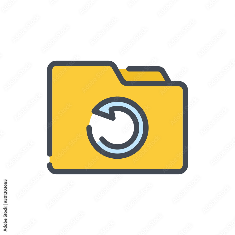 Aufkleber backup folder color line icon. folder with refresh button vector outline colorful sign.
